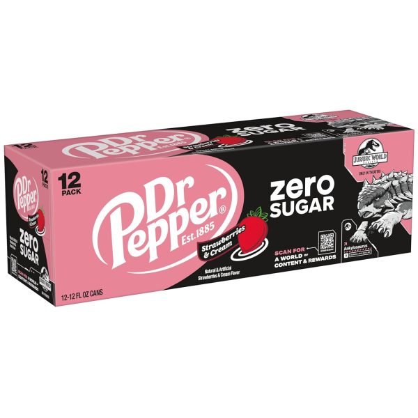 Dr Pepper Zero Strawberries and Cream Soda. 12 fl oz cans - Image 6