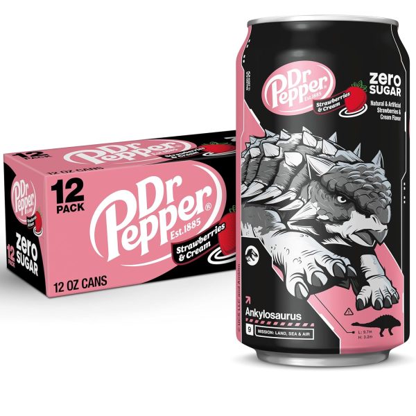 Dr Pepper Zero Strawberries and Cream Soda. 12 fl oz cans