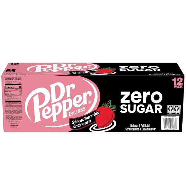 Dr Pepper Zero Strawberries and Cream Soda. 12 fl oz cans - Image 10